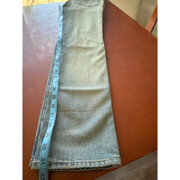 Lucky Brand Straight Leg Cuff Patchwork High Rise Jeans 00/24 Vintage Wash - Picture 6 of 9